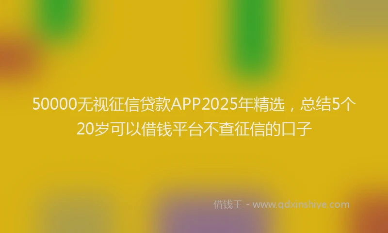 50000无视征信贷款APP2025年精选，总结5个20岁可以借钱平台不查征信的口子