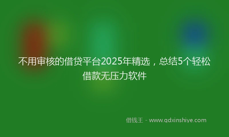 不用审核的借贷平台2025年精选，总结5个轻松借款无压力软件