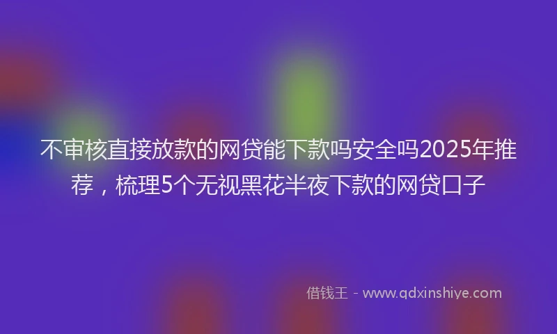 不审核直接放款的网贷能下款吗安全吗2025年推荐，梳理5个无视黑花半夜下款的网贷口子