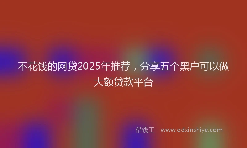 不花钱的网贷2025年推荐，分享五个黑户可以做大额贷款平台