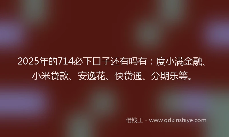 2025年的714必下口子还有吗有：度小满金融、小米贷款、安逸花、快贷通、分期乐等。