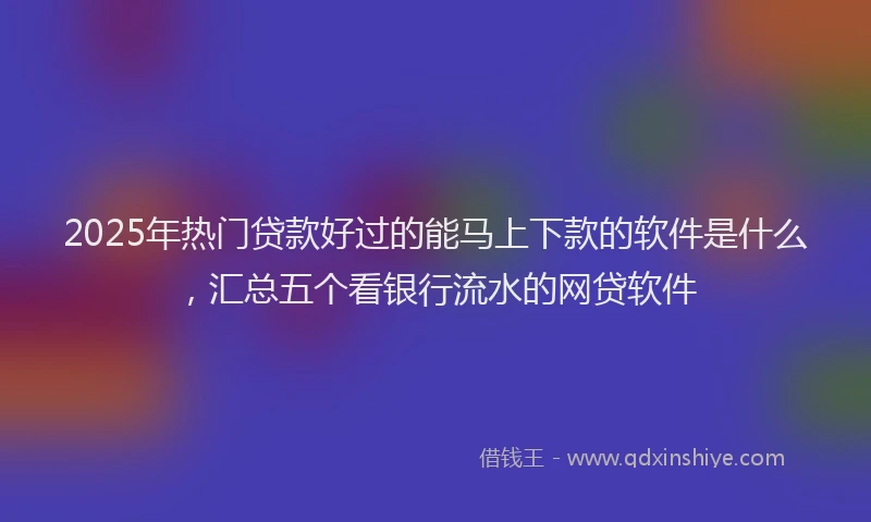 2025年热门贷款好过的能马上下款的软件是什么，汇总五个看银行流水的网贷软件