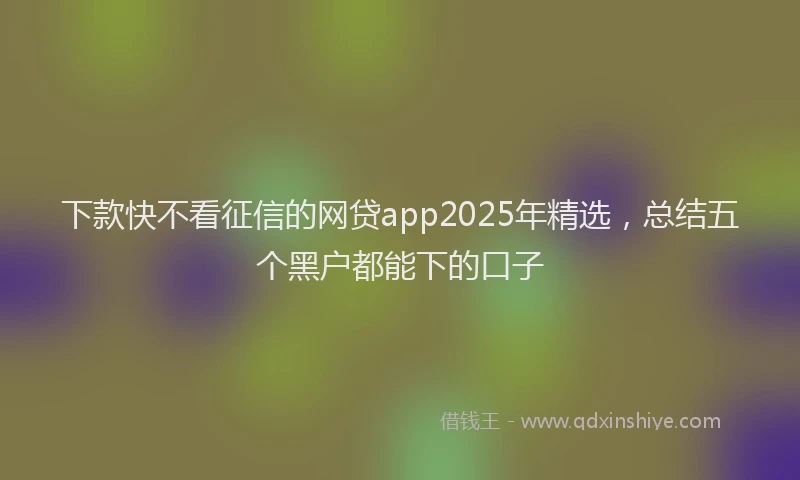 下款快不看征信的网贷app2025年精选，总结五个黑户都能下的口子