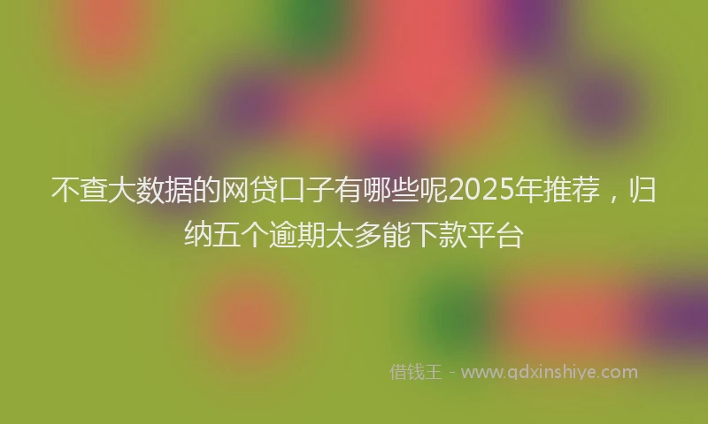 不查大数据的网贷口子有哪些呢2025年推荐，归纳五个逾期太多能下款平台