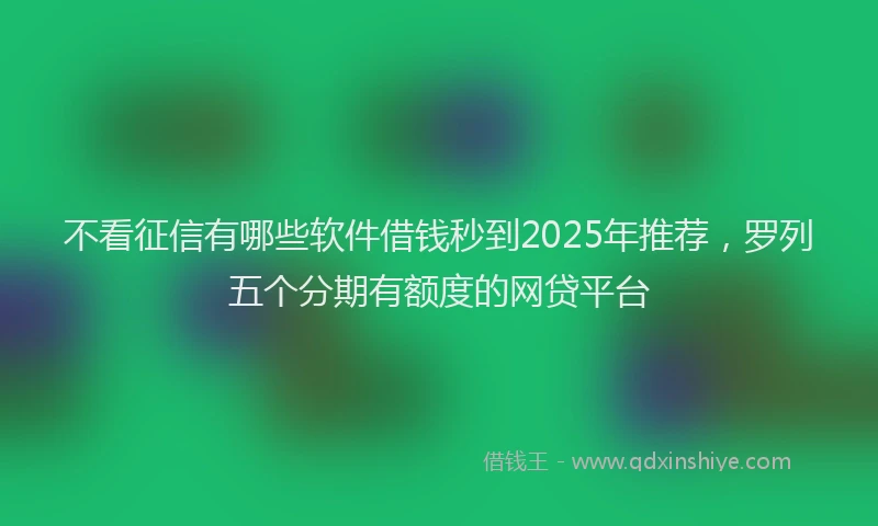 不看征信有哪些软件借钱秒到2025年推荐，罗列五个分期有额度的网贷平台