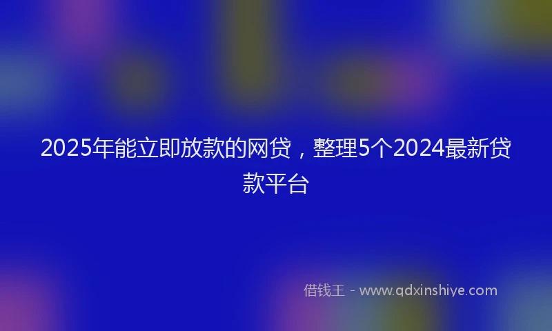 2025年能立即放款的网贷，整理5个2024最新贷款平台