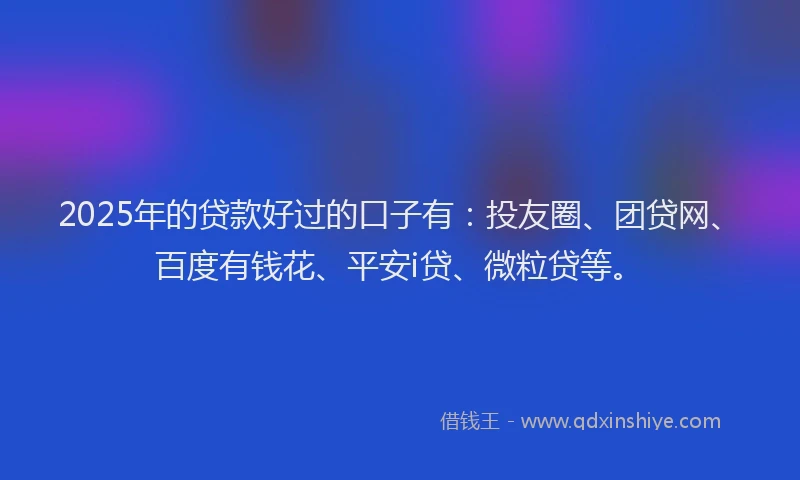 2025年的贷款好过的口子有：投友圈、团贷网、百度有钱花、平安i贷、微粒贷等。