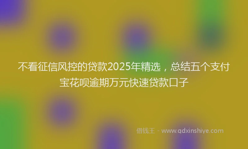 不看征信风控的贷款2025年精选，总结五个支付宝花呗逾期万元快速贷款口子