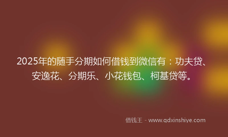 2025年的随手分期如何借钱到微信有：功夫贷、安逸花、分期乐、小花钱包、柯基贷等。