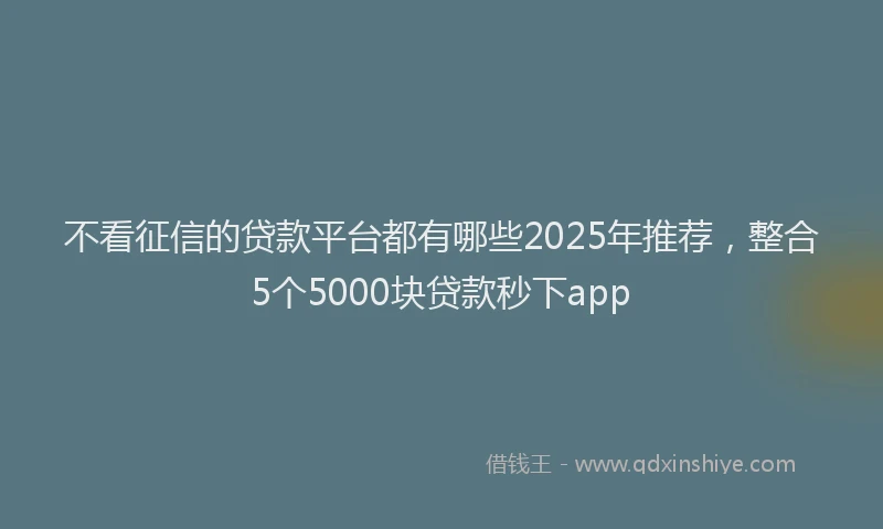不看征信的贷款平台都有哪些2025年推荐，整合5个5000块贷款秒下app