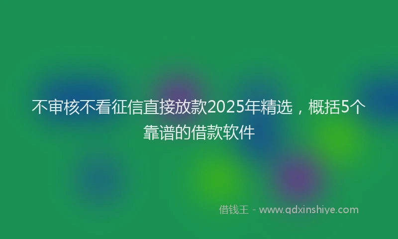 不审核不看征信直接放款2025年精选，概括5个靠谱的借款软件