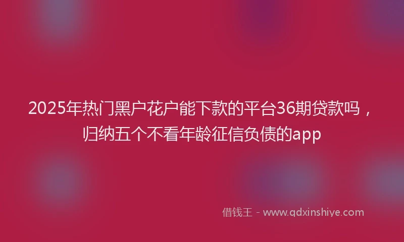 2025年热门黑户花户能下款的平台36期贷款吗，归纳五个不看年龄征信负债的app