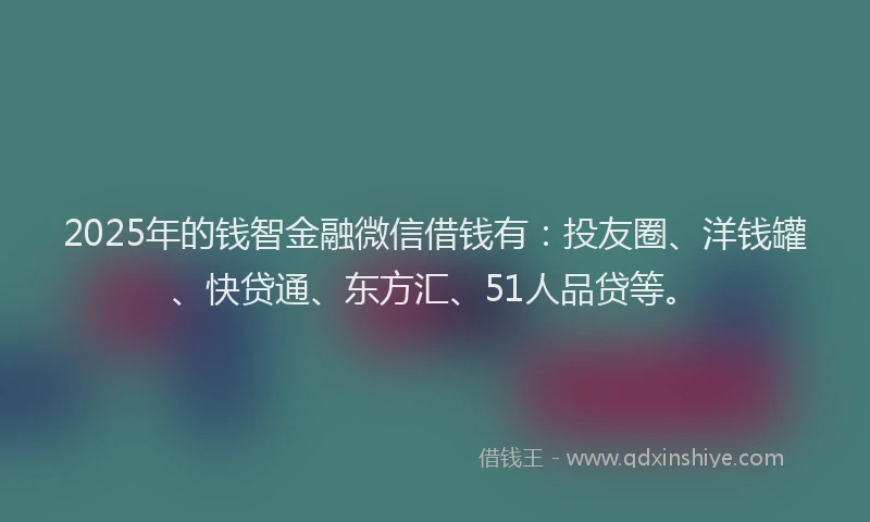 2025年的钱智金融微信借钱有：投友圈、洋钱罐、快贷通、东方汇、51人品贷等。