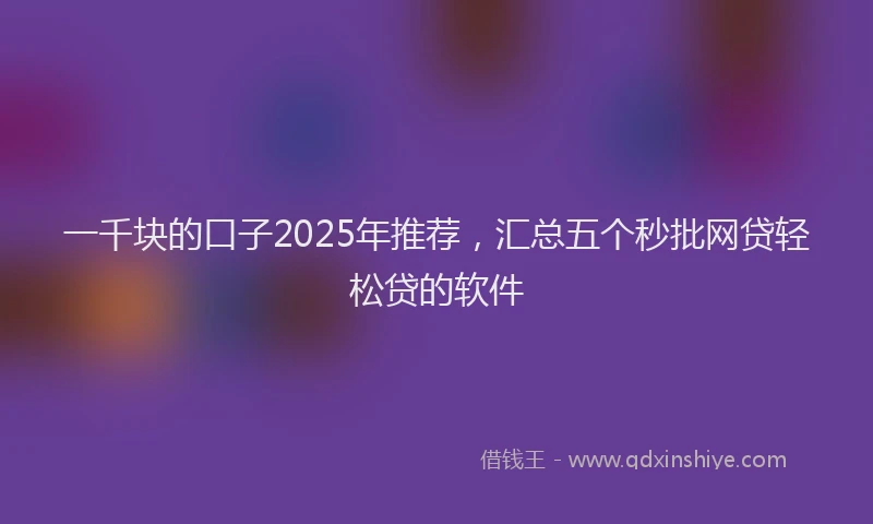 一千块的口子2025年推荐，汇总五个秒批网贷轻松贷的软件