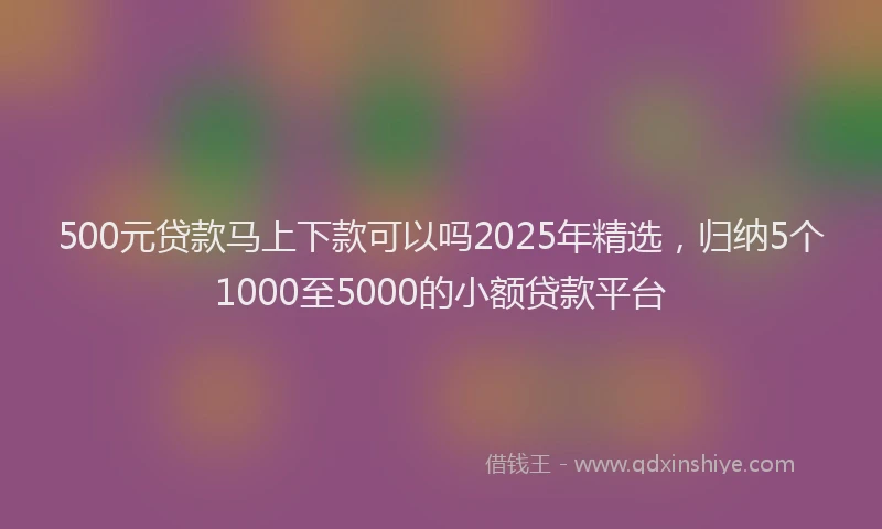 500元贷款马上下款可以吗2025年精选，归纳5个1000至5000的小额贷款平台