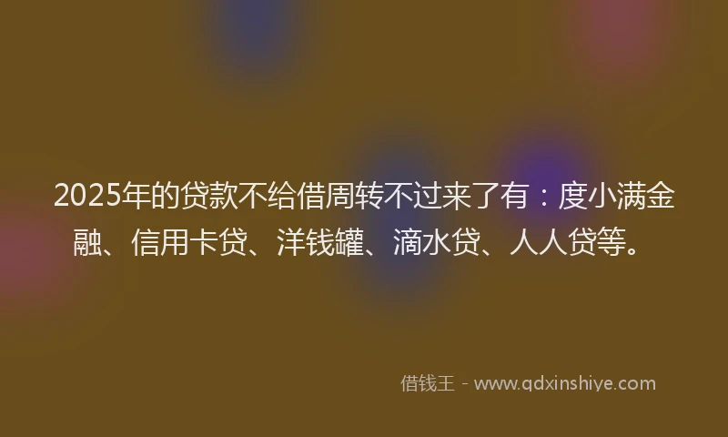 2025年的贷款不给借周转不过来了有：度小满金融、信用卡贷、洋钱罐、滴水贷、人人贷等。