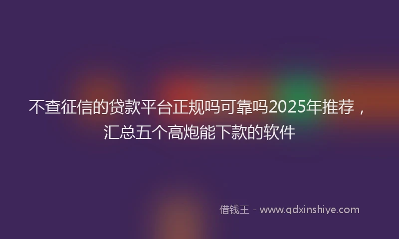 不查征信的贷款平台正规吗可靠吗2025年推荐，汇总五个高炮能下款的软件