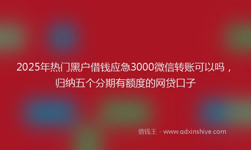 2025年热门黑户借钱应急3000微信转账可以吗，归纳五个分期有额度的网贷口子