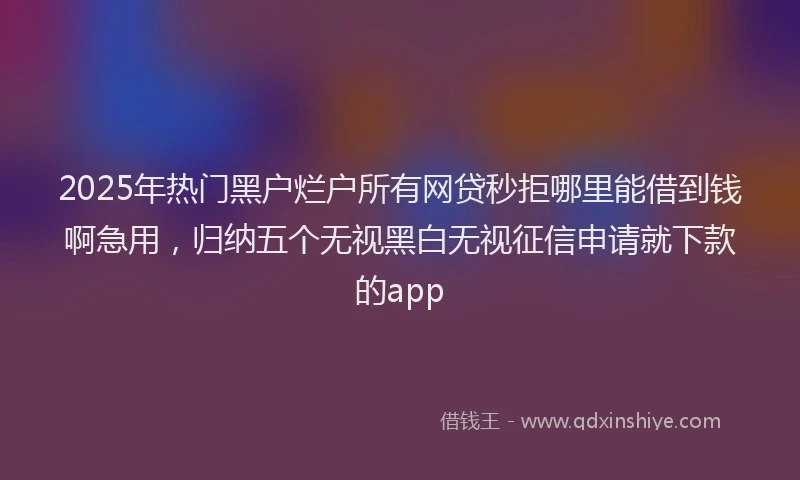 2025年热门黑户烂户所有网贷秒拒哪里能借到钱啊急用，归纳五个无视黑白无视征信申请就下款的app
