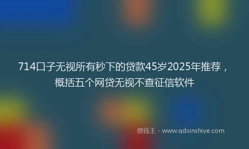 714口子无视所有秒下的贷款45岁2025年推荐，概括五个网贷无视不查征信软件