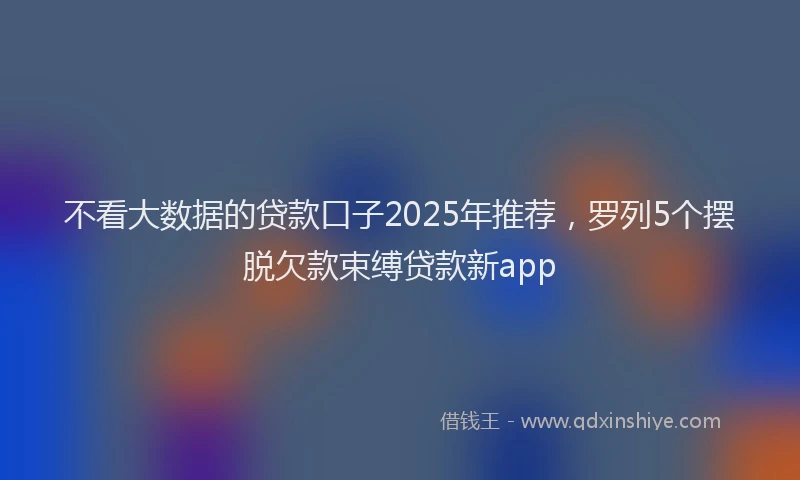 不看大数据的贷款口子2025年推荐，罗列5个摆脱欠款束缚贷款新app