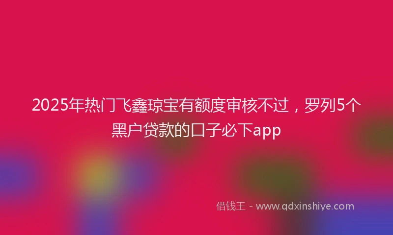 2025年热门飞鑫琼宝有额度审核不过，罗列5个黑户贷款的口子必下app