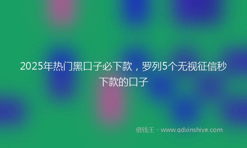 2025年热门黑口子必下款，罗列5个无视征信秒下款的口子