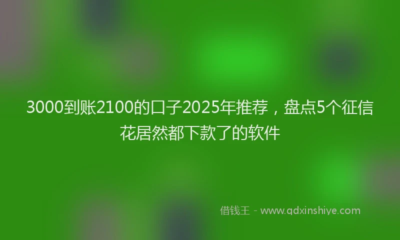 3000到账2100的口子2025年推荐，盘点5个征信花居然都下款了的软件