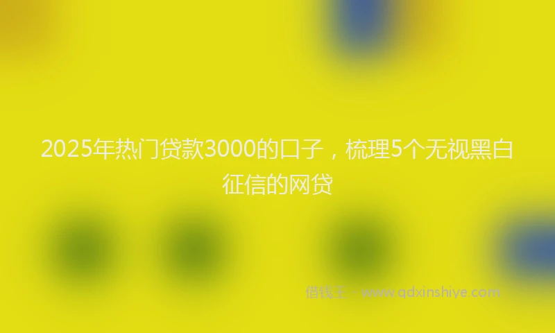 2025年热门贷款3000的口子，梳理5个无视黑白征信的网贷