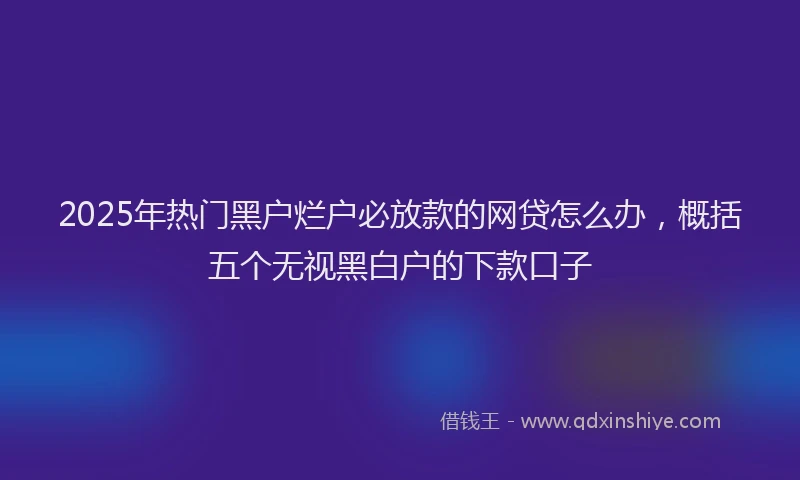 2025年热门黑户烂户必放款的网贷怎么办，概括五个无视黑白户的下款口子