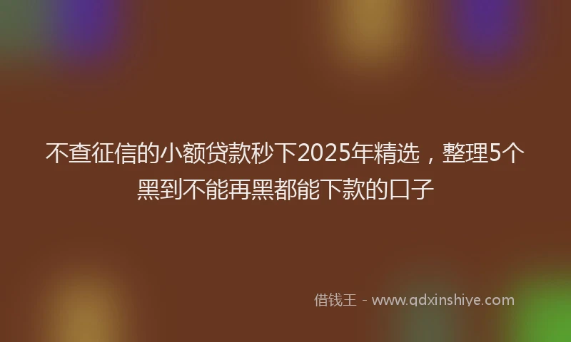 不查征信的小额贷款秒下2025年精选，整理5个黑到不能再黑都能下款的口子