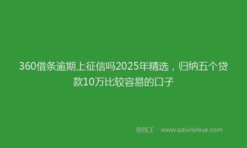 360借条逾期上征信吗2025年精选，归纳五个贷款10万比较容易的口子