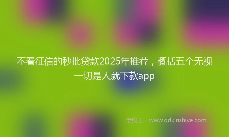 不看征信的秒批贷款2025年推荐，概括五个无视一切是人就下款app
