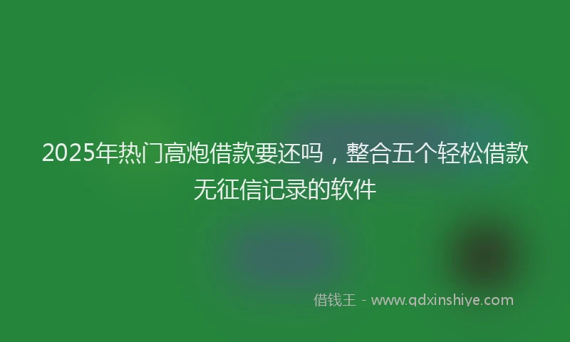 2025年热门高炮借款要还吗，整合五个轻松借款无征信记录的软件