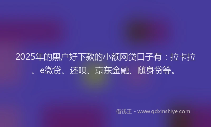2025年的黑户好下款的小额网贷口子有：拉卡拉、e微贷、还呗、京东金融、随身贷等。