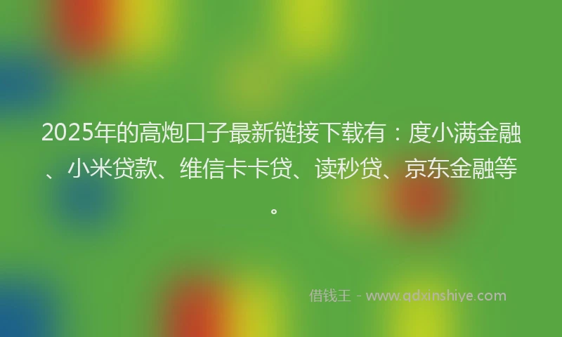 2025年的高炮口子最新链接下载有：度小满金融、小米贷款、维信卡卡贷、读秒贷、京东金融等。
