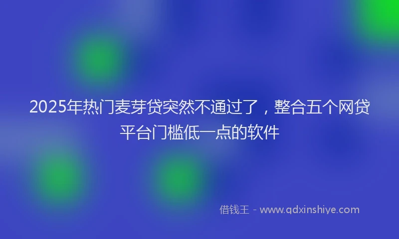 2025年热门麦芽贷突然不通过了，整合五个网贷平台门槛低一点的软件