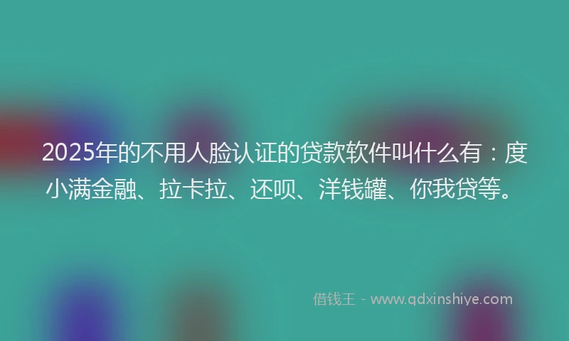 2025年的不用人脸认证的贷款软件叫什么有：度小满金融、拉卡拉、还呗、洋钱罐、你我贷等。