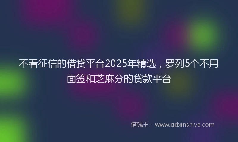 不看征信的借贷平台2025年精选，罗列5个不用面签和芝麻分的贷款平台
