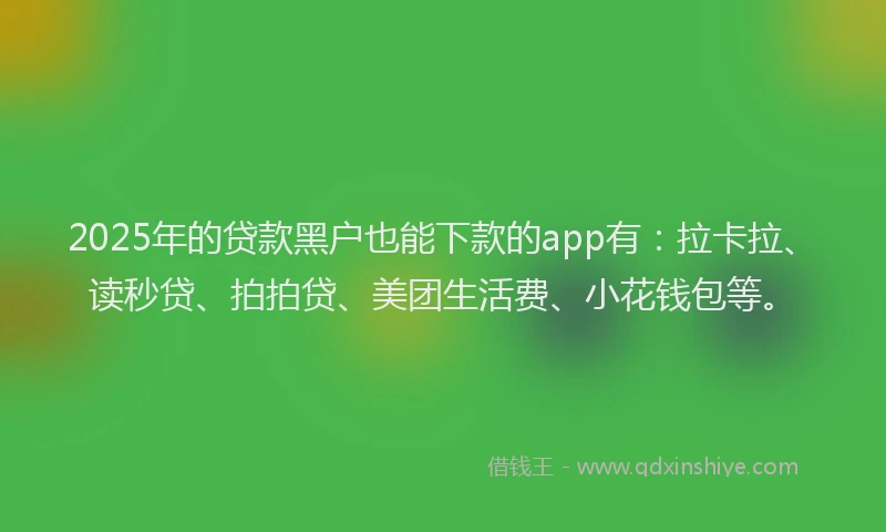 2025年的贷款黑户也能下款的app有：拉卡拉、读秒贷、拍拍贷、美团生活费、小花钱包等。