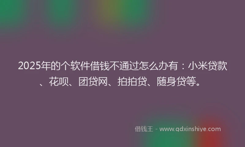 2025年的个软件借钱不通过怎么办有：小米贷款、花呗、团贷网、拍拍贷、随身贷等。