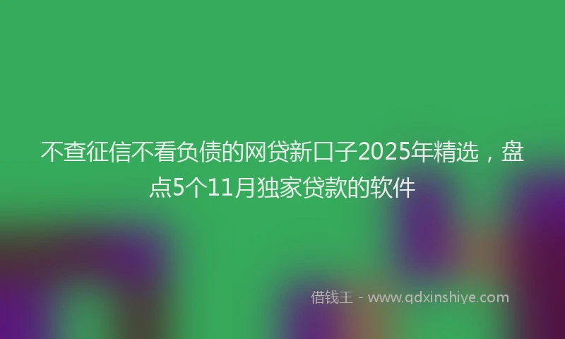 不查征信不看负债的网贷新口子2025年精选，盘点5个11月独家贷款的软件