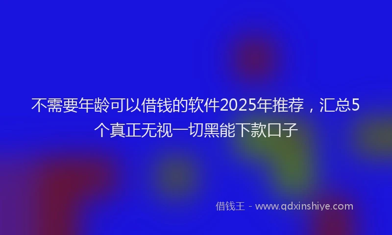 不需要年龄可以借钱的软件2025年推荐，汇总5个真正无视一切黑能下款口子