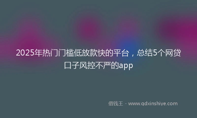 2025年热门门槛低放款快的平台，总结5个网贷口子风控不严的app