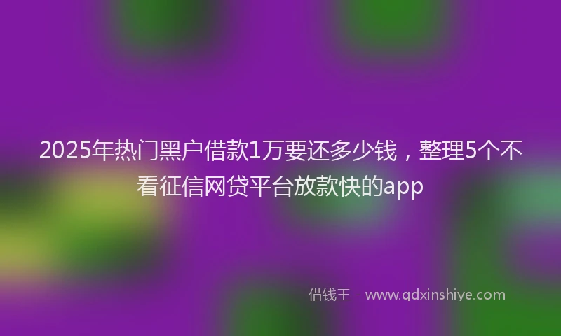 2025年热门黑户借款1万要还多少钱，整理5个不看征信网贷平台放款快的app