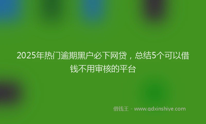 2025年热门逾期黑户必下网贷，总结5个可以借钱不用审核的平台
