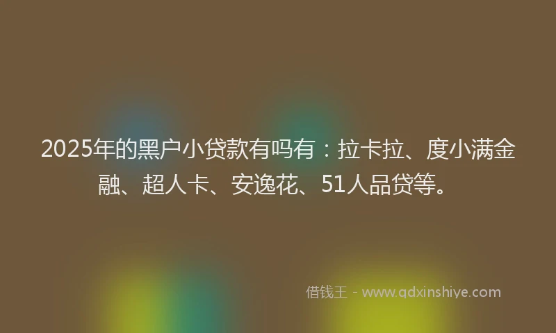 2025年的黑户小贷款有吗有：拉卡拉、度小满金融、超人卡、安逸花、51人品贷等。
