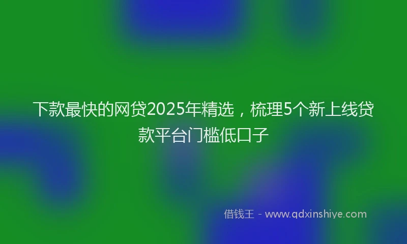 下款最快的网贷2025年精选，梳理5个新上线贷款平台门槛低口子