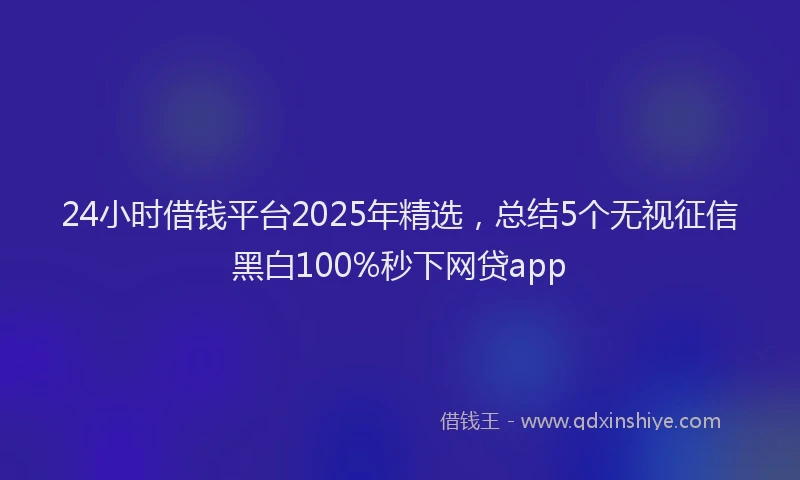 24小时借钱平台2025年精选，总结5个无视征信黑白100%秒下网贷app