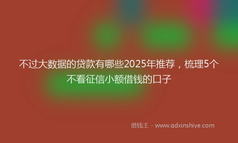 不过大数据的贷款有哪些2025年推荐，梳理5个不看征信小额借钱的口子